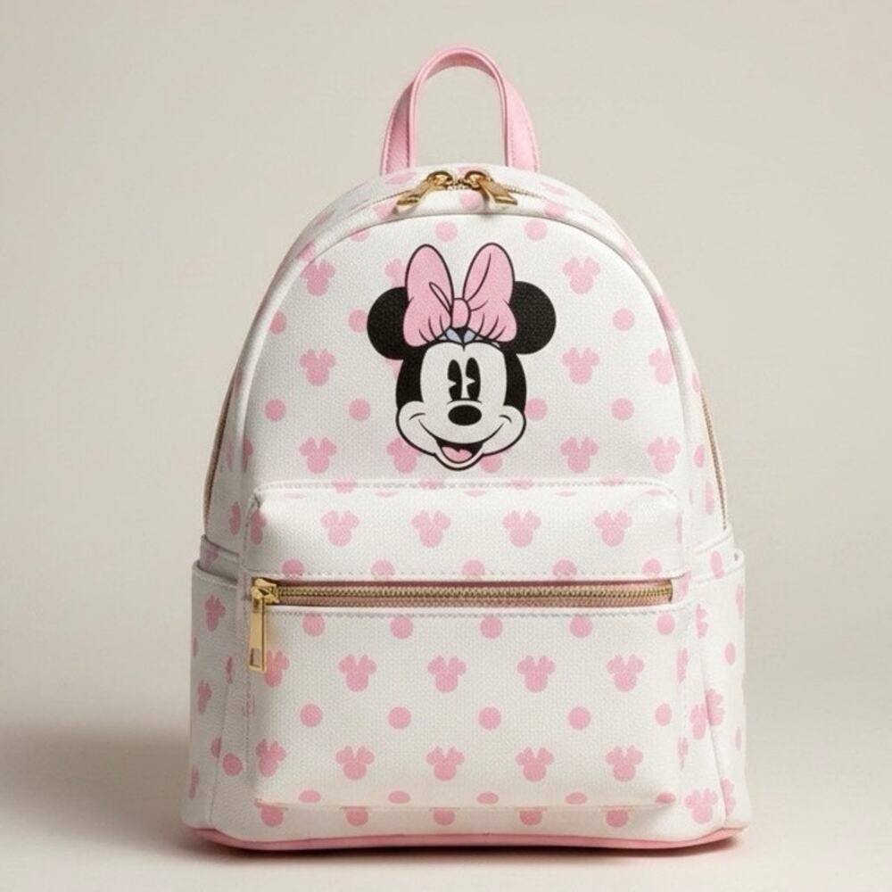 NWOT Minnie Mouse Pink Polkadot Faux Leather Mini Backpack